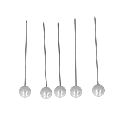 Riuulity Weißer Perlenkopf Straight Sewing Marker Stifte 50 PC, Elegante 8x60 Mm Edelstahl, Hochzeit, Kleidungsfixierung von Riuulity