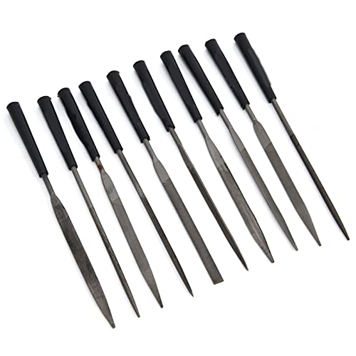 Schmucknadeldatei Set Kohlenstoffstahl -Handdateien Zum Glätten von Metallmodulen, mit Gummihandle für Gravur und Materialentfernung - Anwendbare Szene: Schmuckherstellung (3 * 140mm) von Riuulity