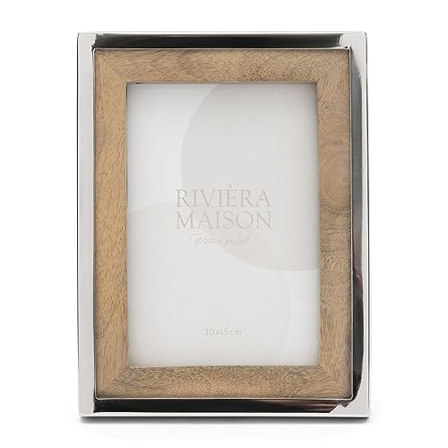 Riviera Maison Bilderrahmen Silber, Rechteck, Fotorahmen, stehend - RM Wood Structure Photo Frame 15x10 - Holz von Riviera Maison