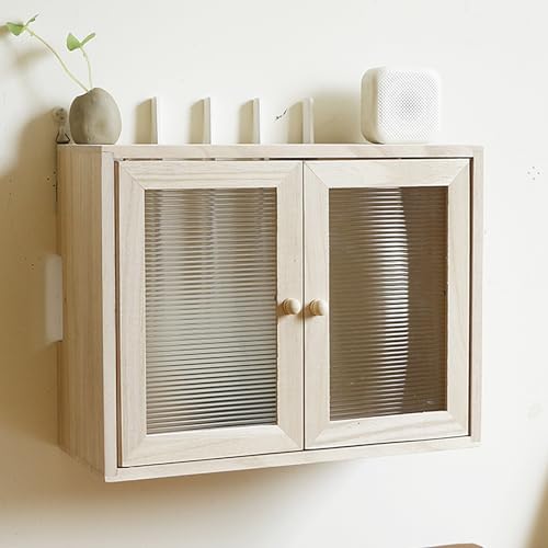 Aufbewahrungsboxen für WLAN-Router Zur Wandmontage, Aufbewahrungsregal für Router-Set-Top-Boxen, Organizer Zur Verwaltung Von Steckdosenleisten für Büro Und Zuhause(Natural,50x15x20cm/20x6x8in) von Rivorne