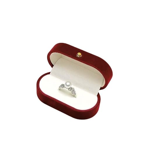 Einfache und kompakte Ringbox aus Samt, Geschenk-Box, Schmuckverpackung, Einzelring-Box, exquisite Reisering-Schmuckschatulle, verwendet für Valentinstagsanträge, Jubiläen, Hochzeiten (Jujube-Rot) von Rivweten