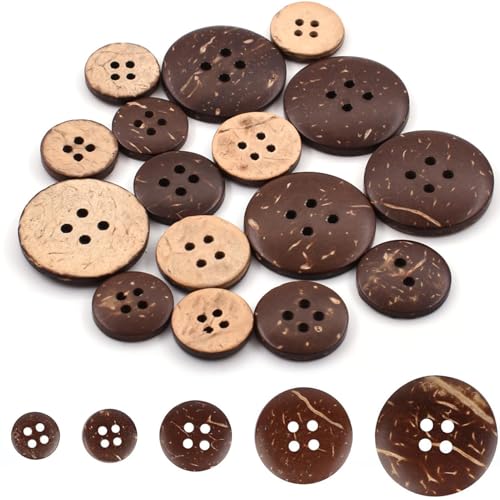 100 Stück Vintage Holz Nähen Knöpfe, natürliche Kokosnuss Knöpfe, 4 Löcher Holzknöpfe, 5 Größen 10/12,5/15/20/25mm Runde Knöpfe Nähen Knöpfe zum Nähen und Basteln Dekorationen 100 Stück Vintage Holz Nähen Knöpfe, natürliche Kokosnuss Knöpfe, 4 Löcher Holzknöpfe, 5 Größen 10/12,5/15/20/25mm Runde Knöpfe Nähen Knöpfe zum Nähen und Basteln Dekorationen von Rixotix