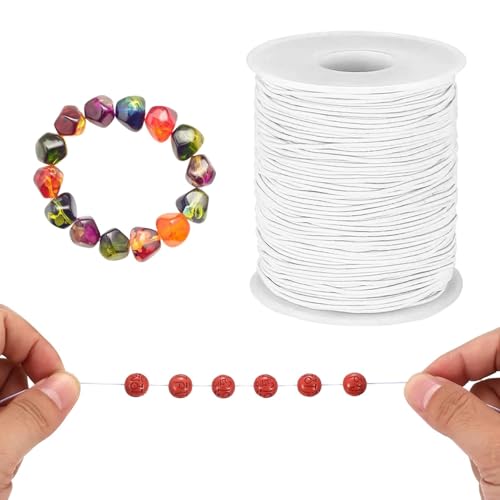 110 Yards 0.8MM Elastisches Band Armbänder Perlenfaden, Gewachster Faden Schnur Für Armbänder Schmuckherstellung Armband Schnur Elastisch Perlenschnur DIY Schmuck Halskette Schmuckherstellung Bastel von Rixotix