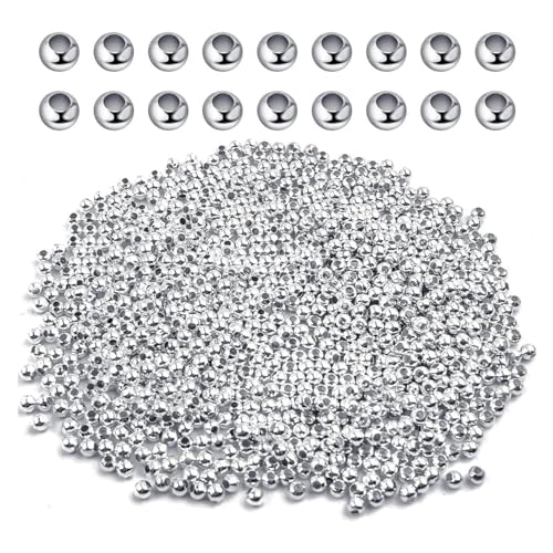 1400 Stück Metall-Abstandsperlen, Quetschperlen, Runde Abstandshalter, Schmuck, Armband, Klemmen, Stopper, Abstandsperlen, Metall, Runde Perlen, Abstandshalter, Perlen, Klemmenden(COLOR:Silber) von Rixotix