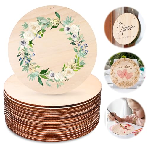 16 Stück Holzscheiben, 15 cm Rund Naturholzscheiben, Kann Als Dekoration, Untersetzer, Kunsthandwerk, Hängende Dekoration Verwendet Werden Bemalen Scrapbooking. von Rixotix