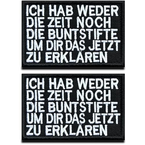 2 Stück "Ich Hab Weder die Zeit Noch die Buntstifte, um dir Das Jetzt zu Erklären" Flagge Patch Gestickt Taktische Militär Moral Appliques Emblem für Rucksäcke Kleidung Taschen von Rixotix