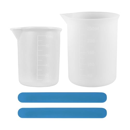 2 Stück Silikon Messbecher, Silikonbecher Zum Gießen 250 ml, Silikon Messbecher 100 ml, 2 Silikon Rührstab, Silikon Messbecher Epoxidharz, Silikon Messbecher Gießpulver für Handwerk, Labor, Küche 2 Stück Silikon Messbecher, Silikonbecher Zum Gießen 250 ml, Silikon Messbecher 100 ml, 2 Silikon Rührstab, Silikon Messbecher Epoxidharz, Silikon Messbecher Gießpulver für Handwerk, Labor, Küche von Rixotix