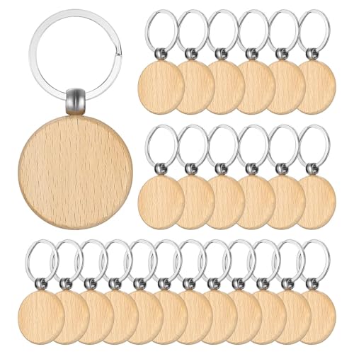 25 Stück Schlüsselanhänger Holz, Schlüsselanhänger Rohling, Personalisierte Runde Leer Schlüsselanhänger, Beschriftbar Schlüsselanhänger für DIY Dekoration Geschenke Malerei Basteln 25 Stück Schlüsselanhänger Holz, Schlüsselanhänger Rohling, Personalisierte Runde Leer Schlüsselanhänger, Beschriftbar Schlüsselanhänger für DIY Dekoration Geschenke Malerei Basteln von Rixotix