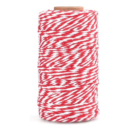 100M Kordel Rot und Weiß, 2mm Baumwollschnur,Makramee Garn,Baumwollgarn Dünn,String Für Backen,Kochen in der Küche,DIY Basteln,Weihnachtsgeschen Kverpackung,Deko von Rixotix