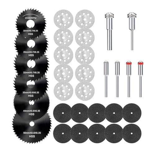 32 Stück Sägeblatt Kreissägeblatt Set, Mini Trennscheiben Kompatibel Drehwerkzeug Rotationswerkzeuge, HSS-Kreissägeblätter mit 1/8 Zoll Schaft für Holz, Metall, Plastik, Fiberglas, Stein 32 Stück Sägeblatt Kreissägeblatt Set, Mini Trennscheiben Kompatibel Drehwerkzeug Rotationswerkzeuge, HSS-Kreissägeblätter mit 1/8 Zoll Schaft für Holz, Metall, Plastik, Fiberglas, Stein von Rixotix