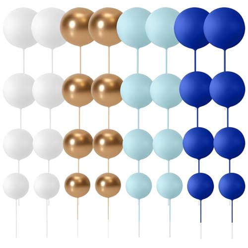 32-teiliges Mini-Ballon-Kuchenaufsatz-Set mit Schaumstoffkugel-Plektren, dekorative Kuchenstäbchen für Hochzeit, Geburtstag (Stil: T1–6) von Rixotix