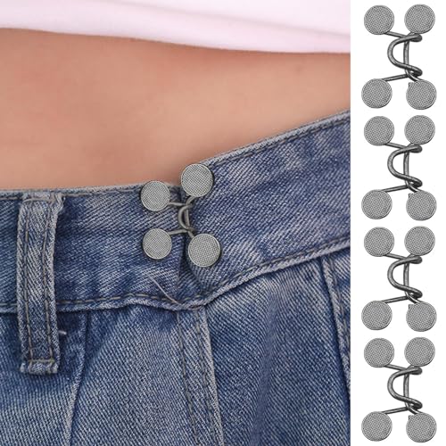 4 Sets Taillenspanner für Jeanshosen, abnehmbare, verstellbare DIY-Taillenschnalle, wiederverwendbarer Taillenspanner, kein Annähen von Knopfnadeln für zu große Jeanshosen und Kleider, Taillenschnalle 4 Sets Taillenspanner für Jeanshosen, abnehmbare, verstellbare DIY-Taillenschnalle, wiederverwendbarer Taillenspanner, kein Annähen von Knopfnadeln für zu große Jeanshosen und Kleider, Taillenschnalle von Rixotix