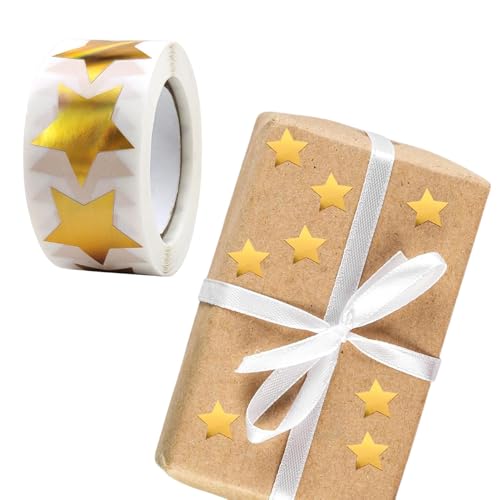 500 Stück/1 Rolle Sticker Sterne Aufkleber Weihnachtsaufkleber Sterne Für Kinder Weihnachts Sterne Funkelnde Aufkleber Glänzendes Funkeln Sterne Belohnung Sticker Für Kinder Klassenzimmer Zuhause Gold von Rixotix