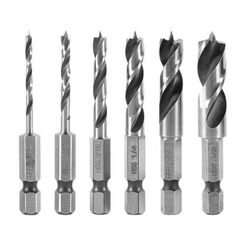 6 Stück Klein Holzbohrer Sechskant Bohrer Set, Holzspiralbohrer mit Zentrierspitze und Vorschneider, Kurzbohrer Set für Hartholz, Weichholz, Sperrholz 6 Stück Klein Holzbohrer Sechskant Bohrer Set, Holzspiralbohrer mit Zentrierspitze und Vorschneider, Kurzbohrer Set für Hartholz, Weichholz, Sperrholz von Rixotix