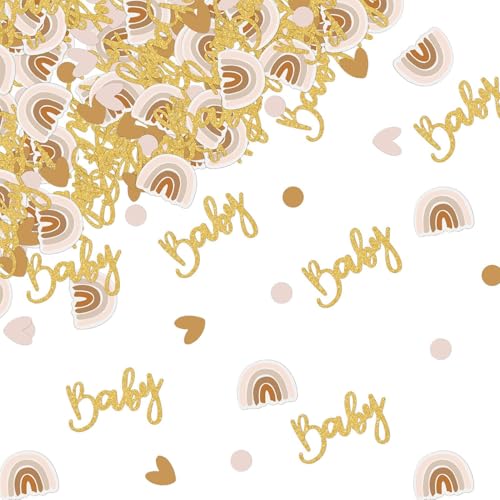 60 Stück Baby Shower Konfetti Set mit Gold Tischstreuung und Boho Regenbogen Dekorationen für Gender Reveal und Geburtstagsfeiern 60 Stück Baby Shower Konfetti Set mit Gold Tischstreuung und Boho Regenbogen Dekorationen für Gender Reveal und Geburtstagsfeiern von Rixotix