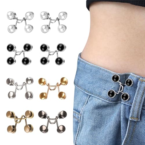 8 Paare Knöpfe Hosen Enger Machen, 2 Stile Einstellbar Hosenbund Enger Machen, Pearl Jean Knopfnadeln, Hose Enger Machen Clip, Verstellbare Jeansknöpfe für Hosen Jeans Damen Rock 8 Paare Knöpfe Hosen Enger Machen, 2 Stile Einstellbar Hosenbund Enger Machen, Pearl Jean Knopfnadeln, Hose Enger Machen Clip, Verstellbare Jeansknöpfe für Hosen Jeans Damen Rock von Rixotix