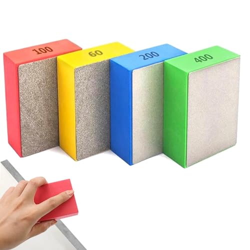 Diamant-Handpolierpads für Fliesen, Porzellan, Glas, Polierset für Beton, Stein, Marmor, Granit, Keramik, 60, 100, 200, 400 Schleifblöcke (Farbe: 4 Farben), 4 Stück von Rixotix