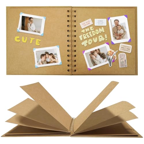 Fotoalbum zum Selbstgestalten und Einkleben mit 40 Seiten, Hardcover Kraftpapier Spiralalbum, DIY Scrapbook für Hochzeit, Geburtstag, Khaki Fotoalbum zum Selbstgestalten und Einkleben mit 40 Seiten, Hardcover Kraftpapier Spiralalbum, DIY Scrapbook für Hochzeit, Geburtstag, Khaki von Rixotix