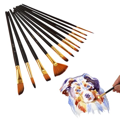 Pinsel Set, 12 Stück Aquarellpinsel Künstlerpinsel Schwarz Acryl Feine Pinsel Borstenpinsel Pinselset Ausschreibung Haarpinsel Set für Anfänger Künstler Erwachsene Kinder Pinsel Set, 12 Stück Aquarellpinsel Künstlerpinsel Schwarz Acryl Feine Pinsel Borstenpinsel Pinselset Ausschreibung Haarpinsel Set für Anfänger Künstler Erwachsene Kinder von Rixotix