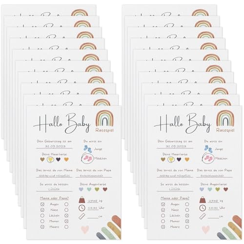 Rixotix 20 Ratespielkarten für Babypartys, Babyparty Spiele Karten, Deko Baby Shower Party Spiel Jungen und Mädchen, Tippkarten für Gender-Reveal-Party und Babyshower, Rixotix 20 Ratespielkarten für Babypartys, Babyparty Spiele Karten, Deko Baby Shower Party Spiel Jungen und Mädchen, Tippkarten für Gender-Reveal-Party und Babyshower, von Rixotix