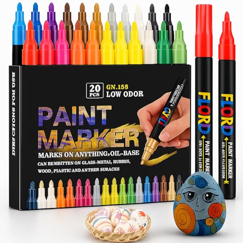 RiyaNed Acrylstifte Marker,20 Farben wasserfeste,permanent Marker 3.0mm Geeignet für Glas, Holz, Keramik, Leinwand, Reifen, Metallic, Oster und WeihnachtBemalen. RiyaNed Acrylstifte Marker,20 Farben wasserfeste,permanent Marker 3.0mm Geeignet für Glas, Holz, Keramik, Leinwand, Reifen, Metallic, Oster und WeihnachtBemalen. von RiyaNed