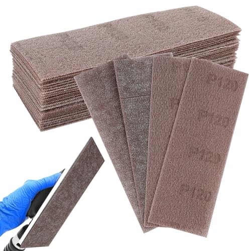 25 Stück Körnungen 120, 70 x 198mm Schleifgitter Schleifstreifen, Schleifnetz, Geeignet für Für das Schleifen von Wänden, Holz, Farben, Geringer Staubandruck(120) von Riybyds
