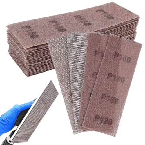 25 Stück Körnungen 180, 70 x 198mm Schleifgitter Schleifstreifen, Schleifnetz, Geeignet für Für das Schleifen von Wänden, Holz, Farben, Geringer Staubandruck (180) von Riybyds