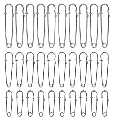 30 Stück Extra große Sicherheitsnadeln, Schwere Sicherheit Design,Große Sicherheitsnadeln für Kleidung, Bekleidung, Steppung, Patchwork, Decken, Röcke, Schals - langlebig und vielseitig, Schwarz von Riybyds