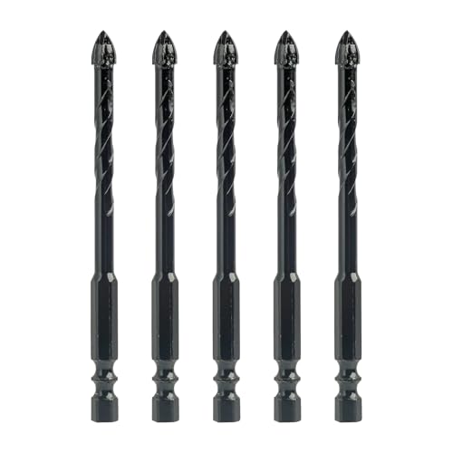 5 Stück 6mm Fliesenbohrer, Glasbohrer aus Wolframkarbid, betonbohrer set, Professionelle Kreuzbohrer für Fliesen, Mauerwerk, Glas, Kunststoff, Holz und Weichmetall (6mm) von Riybyds