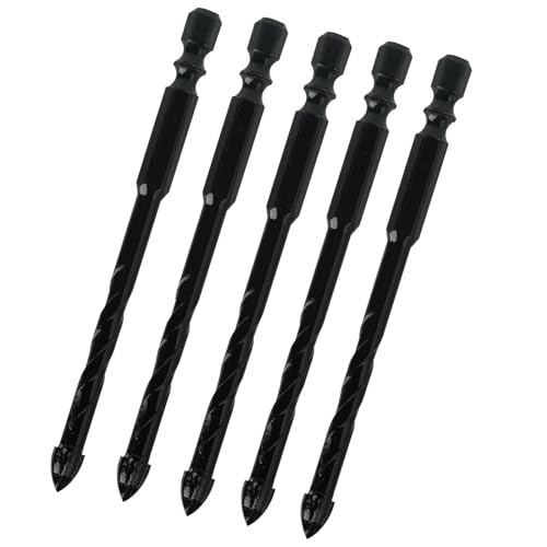 5 Stück 8mm Fliesenbohrer, Glasbohrer aus Wolframkarbid, betonbohrer set, Professionelle Kreuzbohrer für Fliesen, Mauerwerk, Glas, Kunststoff, Holz und Weichmetall (8mm) von Riybyds