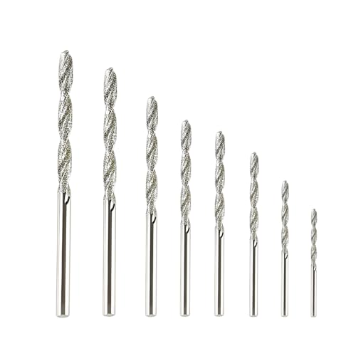 8-teiliges Diamantspitze Spiralbohrer-Set für Präzisionsbohrungen, Größen 0.8mm bis 3.0mm,für Glas, Metall, Muscheln, Jade und Perlen, Vielseitig Einsetzbare Hochpräzise Bohrwerkzeuge von Riybyds