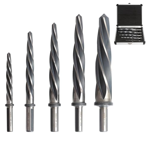 5 Stück M35 HSS Kegelspannreibahle-Set, 3/8 Zoll, 1/2 Zoll, 5/8 Zoll, 3/4 Zoll, 2,5 cm, passend für 3/8 Zoll oder 1/2 Zoll Schaftkonstruktion, Reibahle, Bohrer, Brücke, auch für Holz, Legierung, Stahl von Riyhch