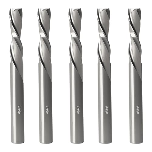 Downcut Spiralfräser-Bits, 6,35 mm Schaft, 6,35 mm Schnittdurchmesser und 2,5 cm Schnittlänge, Vollhartmetall, CNC-Fräser-Bits, für Weichholz, Hartholz, Sperrholz und Laminat, 5 Stück Downcut Spiralfräser-Bits, 6,35 mm Schaft, 6,35 mm Schnittdurchmesser und 2,5 cm Schnittlänge, Vollhartmetall, CNC-Fräser-Bits, für Weichholz, Hartholz, Sperrholz und Laminat, 5 Stück von Riyhch