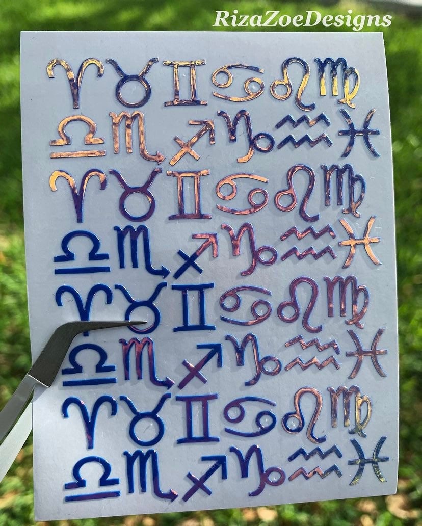 Sternzeichen Vinyl Nagelaufkleber Opal Holographic Nail Sticker Art Aufkleber von RizaZoeDesigns