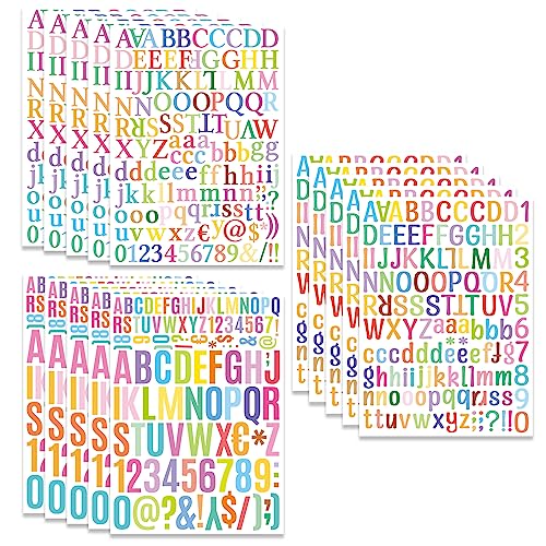 Buchstaben Aufkleber, 15 Blätter Bunt Klebebuchstaben Selbstklebende Buchstaben Nummern Sticker Kit für Schild Geschäft Adressnummer von Rjayaa