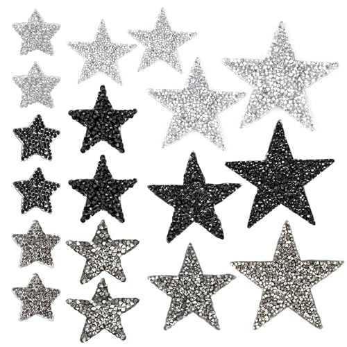 Sterne Aufbügelbilder zum Aufbügeln 18 Stk Stern Bügelbilder für Textilien Strass Aufnäher Bügel Patches Flicken für Kleidung von Rjayaa