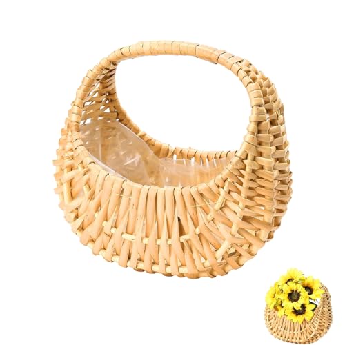 Körbchen mit Henkel, Blumenkörbe, Halbmondkorb 16.5 x 11 x 17 cm, Geflochtener Korb, Blumenkorb Hochzeit, Henkelkorb Aufbewahrungskorb, für Hochzeit Tischdeko, Heimdekoration, Foto-Requisiten Körbchen mit Henkel, Blumenkörbe, Halbmondkorb 16.5 x 11 x 17 cm, Geflochtener Korb, Blumenkorb Hochzeit, Henkelkorb Aufbewahrungskorb, für Hochzeit Tischdeko, Heimdekoration, Foto-Requisiten von Rkllejs