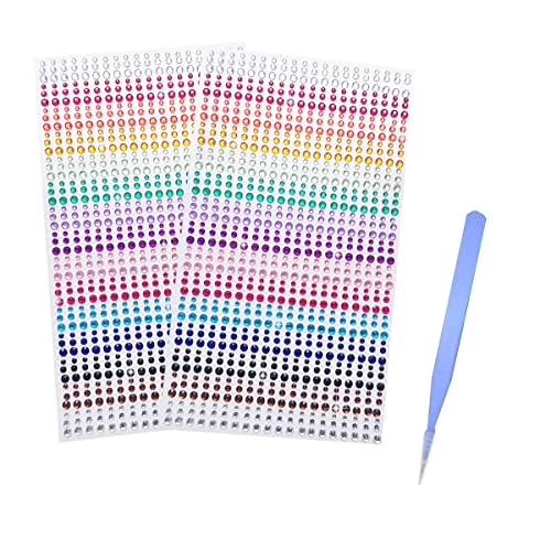 Rluobo 1800 Stück Glitzersteine Selbstklebend mit Pinzette, 15 Farben Schmucksteine selbstklebend für Gesichts Make Up, Kinder Handwerke, Nail Deko, Glitzersteine Gesicht, 3mm,4mm,5mm Rluobo 1800 Stück Glitzersteine Selbstklebend mit Pinzette, 15 Farben Schmucksteine selbstklebend für Gesichts Make Up, Kinder Handwerke, Nail Deko, Glitzersteine Gesicht, 3mm,4mm,5mm von Rluobo