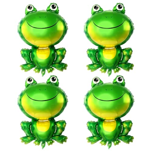 RmKbe 4 x Frosch-Folienballons in Froschform, Mylar-Luftballons, aufblasbar, Dschungeltier-Spielzeug, Geburtstagsparty-Dekoration für Kinder und Kleinkinder RmKbe 4 x Frosch-Folienballons in Froschform, Mylar-Luftballons, aufblasbar, Dschungeltier-Spielzeug, Geburtstagsparty-Dekoration für Kinder und Kleinkinder von RmKbe