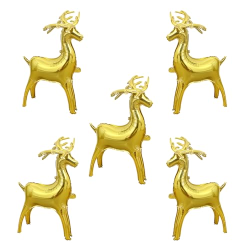 RmKbe 5pcs Rentier Ballon Dekoration Urlaub Folienballons Stehendes Rentier Folienballon Kinder Geburtstag Party Dekoration für Xmas Party von RmKbe