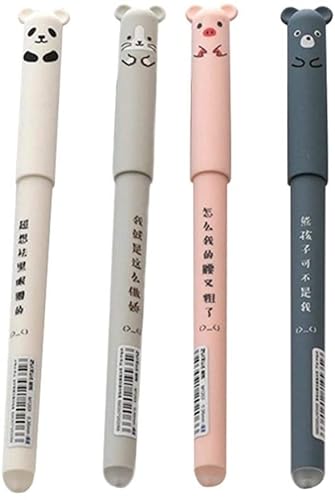 4 pcs Süße Schweine Panda Löschbaren Gel Stift Cartoon Löschbar Leicht Zu Reiben-Magic Rub Gel Stift Süße Kugelschreiber,Blau von Rmeet