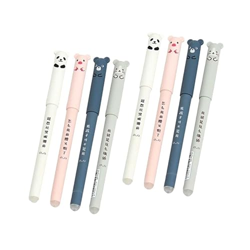 8 pcs Süße Schweine Panda Löschbaren Gel Stift Cartoon Löschbar Leicht Zu Reiben-Magic Rub Gel Stift Süße Kugelschreiber,Blau von Rmeet