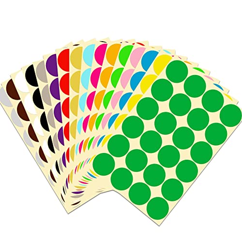 Runde Punktaufkleber,Farbetiketten 32mm Dot Klebepunkte 16 Farben/Blatt Farbkodierung Etiketten 384 Stück Markierungspunkte von Rmeet