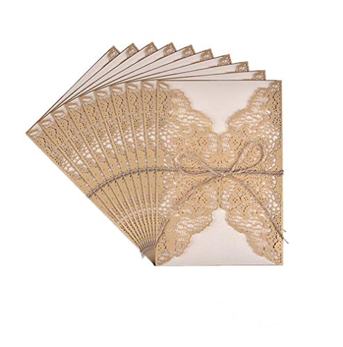 Hochzeit EinladungsKarten,10er Pack Retro Hochzeitseinladung Laser Geschnitten mit Leeren Kraftpapier Innenbögen,Umschlag und Juteschnur Handgefertigte Vintage Karte für Hochzeit Geburtstag Muttertag Hochzeit EinladungsKarten,10er Pack Retro Hochzeitseinladung Laser Geschnitten mit Leeren Kraftpapier Innenbögen,Umschlag und Juteschnur Handgefertigte Vintage Karte für Hochzeit Geburtstag Muttertag von Rmeet