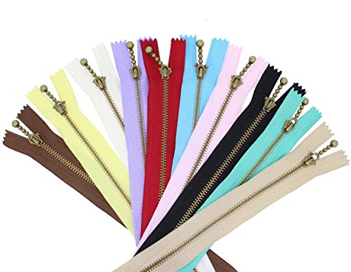 Metall Reißverschluss,15CM Farbige Harz Reißverschluss Retro 10 Paket Bunte Coil Reißverschlüsse für Schneider Nähen Handwerk Tasche Kleidungsstück 10 Farben von Rmeet