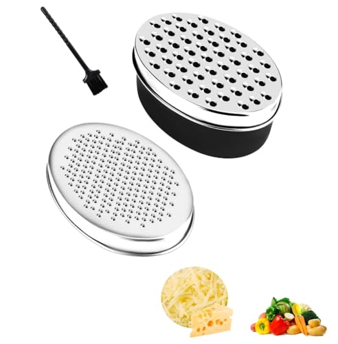 Rmeet Cheese Grater Käsereibe mit Behälter,Reibe für die Küche Spiralisierer für Gemüseschneider für die Küche mit doppeltem Behälter Mühle Reibe für Ingwer Edelstahl Käsereibe für Schokolade Zitrone von Rmeet