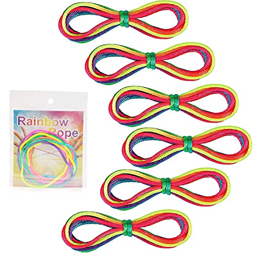 Rmeet Fadenspiel,6 Stück Fingerspiel Rainbow Rope Fingertwist Nylon Regenbogen Schnur Finger für Partyspiele Autoreisen Flugreisen von Rmeet
