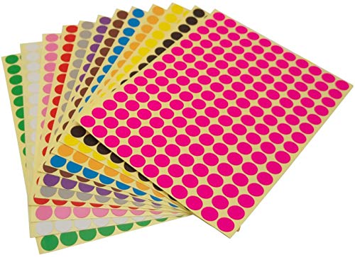Runde Punktaufkleber,Farbetiketten 8mm Dot Klebepunkte 16 Farben/Blatt Farbkodierung Etikette 3900 Stück Markierungspunkte Runde Punktaufkleber,Farbetiketten 8mm Dot Klebepunkte 16 Farben/Blatt Farbkodierung Etikette 3900 Stück Markierungspunkte von Rmeet