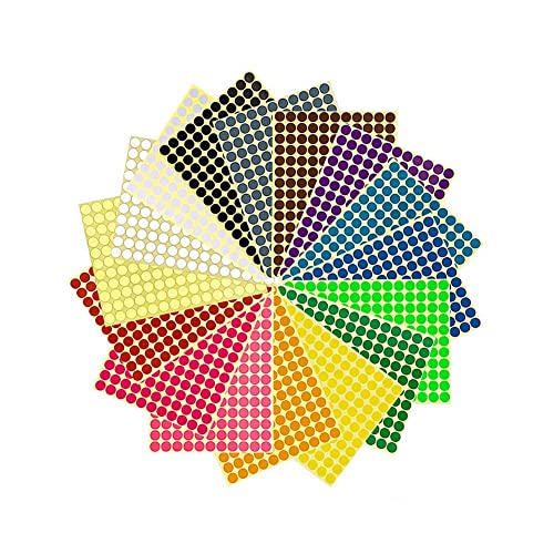 Runde Punktaufkleber,Farbetiketten 10mm Dot Klebepunkte 16 Farben/Blatt Farbkodierung Etiketten 2640 Stück Markierungspunkte von Rmeet