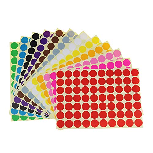 Runde Punktaufkleber,Farbetiketten 19mm Dot Klebepunkte 16 Farben/Blatt Farbkodierung Etiketten 1120 Stück Markierungspunkte Runde Punktaufkleber,Farbetiketten 19mm Dot Klebepunkte 16 Farben/Blatt Farbkodierung Etiketten 1120 Stück Markierungspunkte von Rmeet